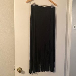 Chicos size 0, navy fringe skirt, faux wraparound